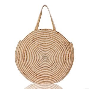 NWT Chloe & Lex Extra Large Round Jute Beach Tote Bag Resort Boho Beach Shopping